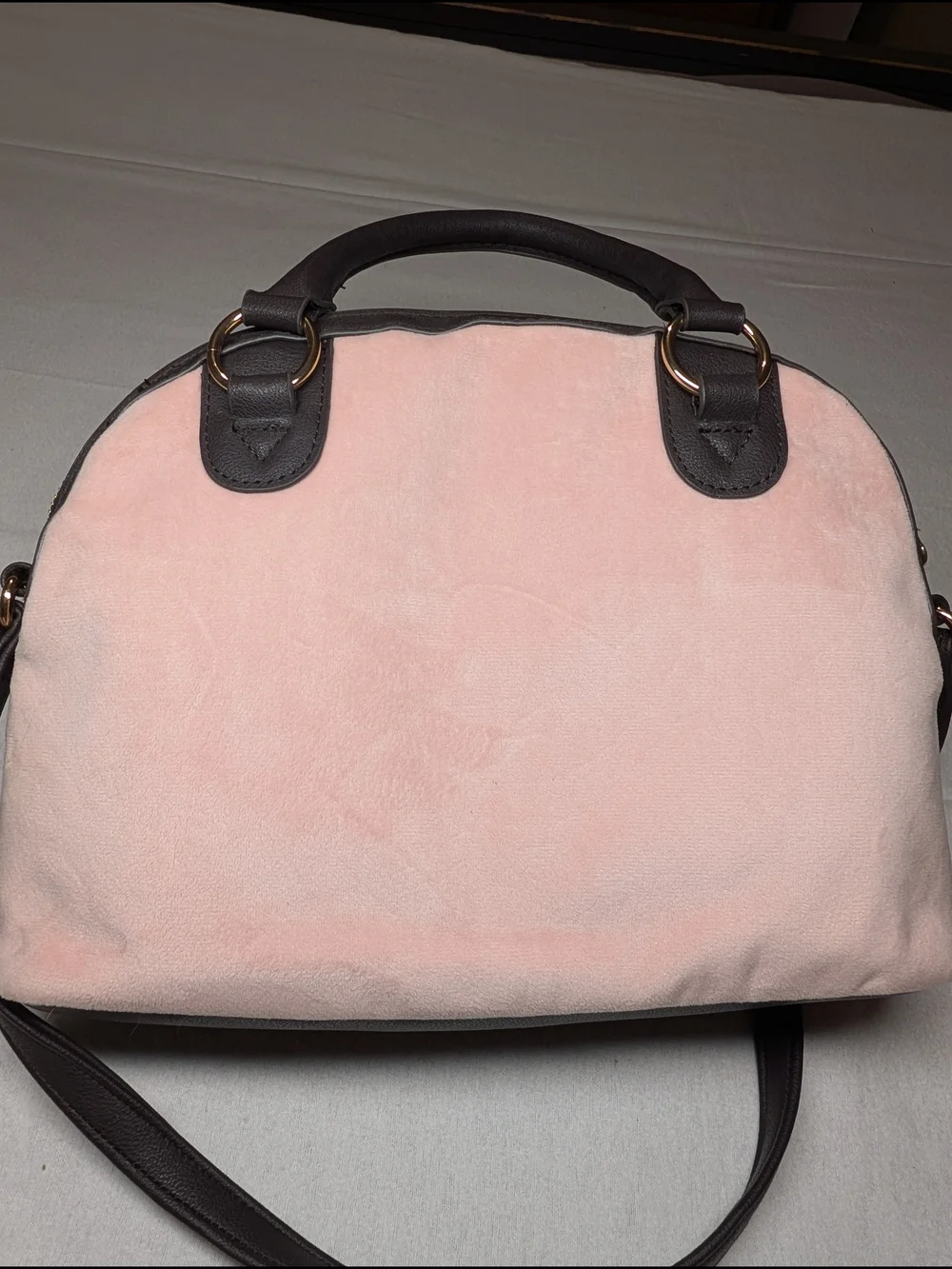 Juicy Couture Pink and Dark Brown Heart Charm Satchel Bag